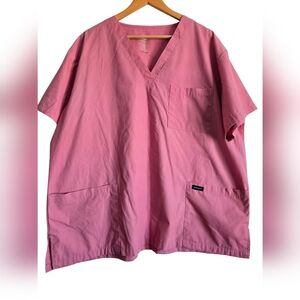 Dagacci Pink V-Neck Scrub Shirt Size Xxl